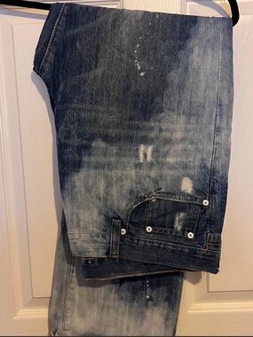 Marc Ecko Faded Blue Distressed Relaxed Jeans